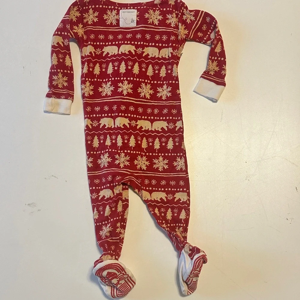 Burt's Bees Baby Red and Cream Patterned Footie
